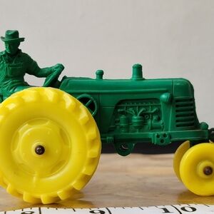 Vintage  Green and Yellow Toy Tractor for Kids - Classic Play Tractor